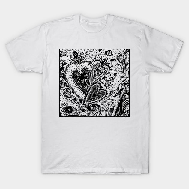 Hearts Square 2 Aussie Tangle T-Shirt by Heatherian